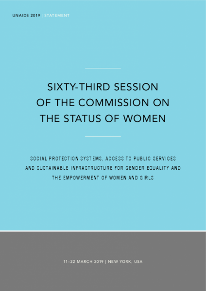 UNAIDS statement to the Sixty-third session of the Commission on the Status of Women, New York, 18 March 2019