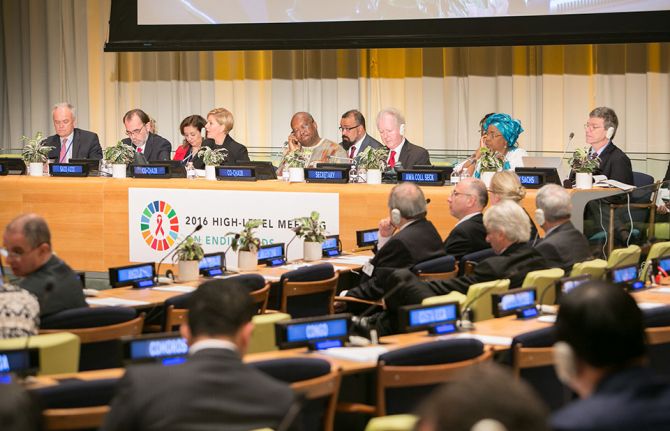 A panel meeting at the United Nations General Assembly High-Level Meeting on Ending AIDS held in June 2016. New York. Credit: UNAIDS A panel meeting at the United Nations General Assembly High-Level Meeting on Ending AIDS held in June 2016. New York. Credit: UNAIDS