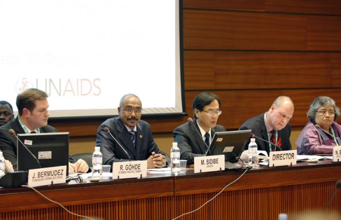 Members of the panel Investing in Sustainable and Universal Access to Medicines: Local Production in Developing Countries Policy Debate on Public Health, Geneva, 14 October 2014. Members of the panel Investing in Sustainable and Universal Access to Medicines: Local Production in Developing Countries Policy Debate on Public Health, Geneva, 14 October 2014.