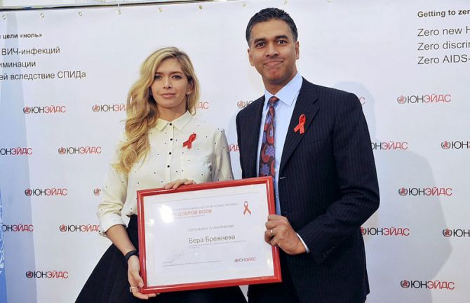 UNAIDS has appointed Ukrainian singer, actress and TV presenter Vera Brezhneva as UNAIDS Goodwill Ambassador for eastern Europe and central Asia. UNAIDS has appointed Ukrainian singer, actress and TV presenter Vera Brezhneva as UNAIDS Goodwill Ambassador for eastern Europe and central Asia.