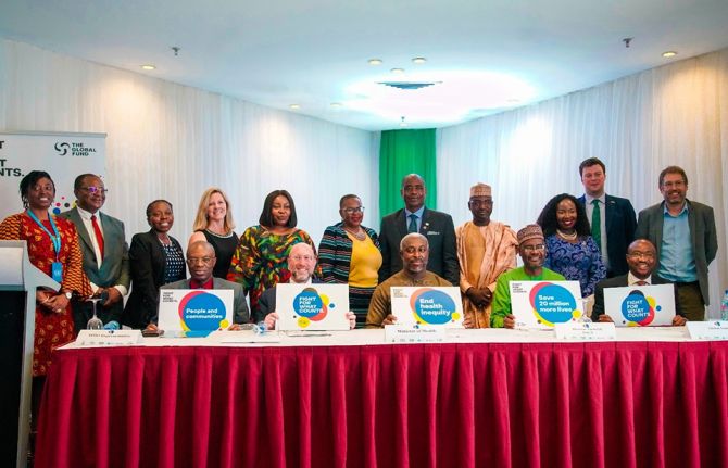 The Hon Minister of State for Health Hon Ekunmaka (center) leading Ambassadors, United Nations and United States Government heads of agencies in calling the world to fight for what counts The Hon Minister of State for Health Hon Ekunmaka (center) leading Ambassadors, United Nations and United States Government heads of agencies in calling the world to fight for what counts