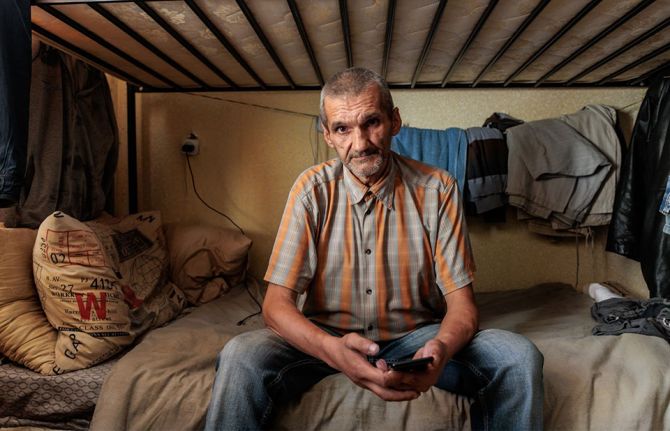 Serhii, who fled his hometown due to the war in Ukraine, now receives HIV treatment and social support at a shelter in Kryvyi Rih, where he has found safety, stability, and care.