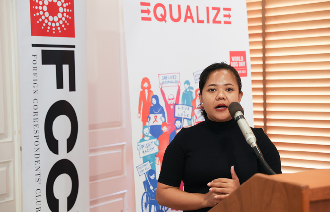 Ikka at the launch of the UNAIDS Asia Pacific World AIDS Day report at the Thailand Foreign Correspondents’ Club in Bangkok, Thailand. November 30, 2022. UNAIDS AP Ikka at the launch of the UNAIDS Asia Pacific World AIDS Day report at the Thailand Foreign Correspondents’ Club in Bangkok, Thailand. November 30, 2022. UNAIDS AP