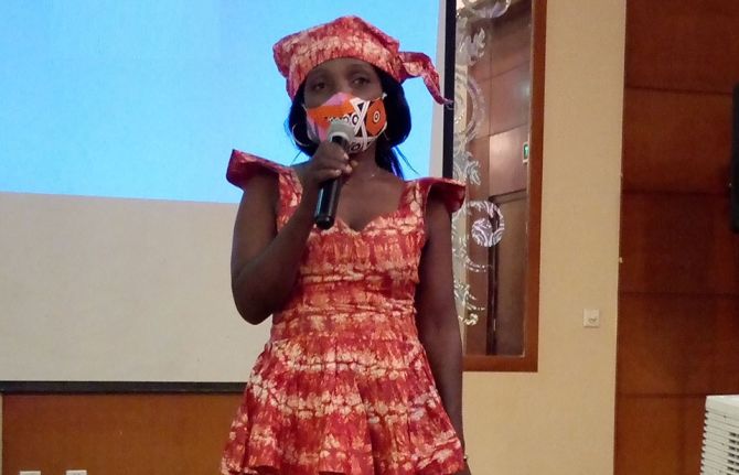 Alida Nguimale speaking during national gender and HIV workshop.JPG Alida Nguimale speaking during national gender and HIV workshop.JPG