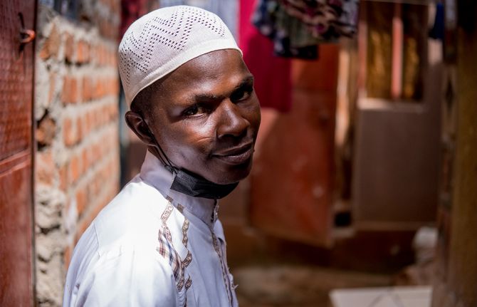 A portrait of Sekiziyivu Musa outside his home in Kasokoso suburb in Kampala, Uganda. Sekiziyivu , who is currently on Medically Assisted Therapy (MAT) is part of a group of People Who use and Inject Drugs (PWIDs) benefitting from UNAIDS Solidarity Fund t A portrait of Sekiziyivu Musa outside his home in Kasokoso suburb in Kampala, Uganda. Sekiziyivu , who is currently on Medically Assisted Therapy (MAT) is part of a group of People Who use and Inject Drugs (PWIDs) benefitting from UNAIDS Solidarity Fund t