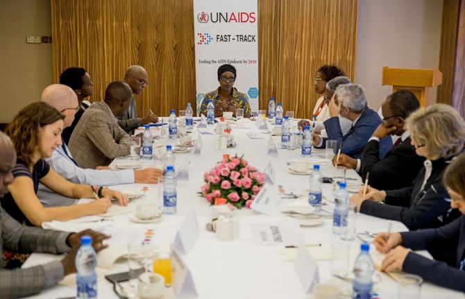 Winnie Byanyima, UNAIDS Executive Director meets with heads and representatives of various UN agencies in Uganda on January 6, 2020. Winnie Byanyima, UNAIDS Executive Director meets with heads and representatives of various UN agencies in Uganda on January 6, 2020.