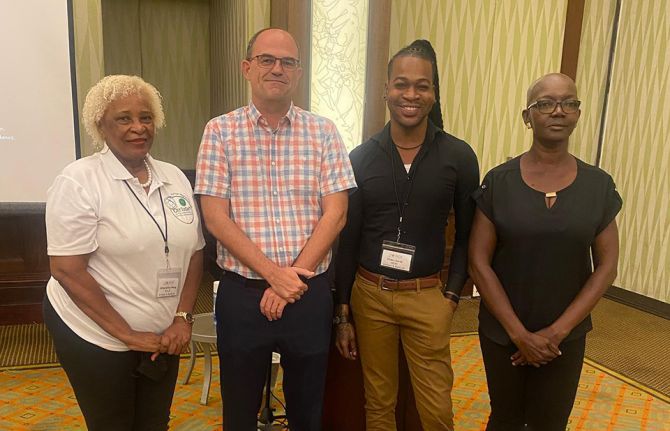 Alexandrina Wong (far left). Orden David (second from right). April 2022. Hilton, Bridgetown, Barbados. From ECADE. Alexandrina Wong (far left). Orden David (second from right). April 2022. Hilton, Bridgetown, Barbados. From ECADE.