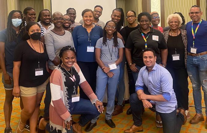 Caribbean LGBT activists including Kenita Placide, Alexandrina Wong and Orden David. April 2022. Hilton, Bridgetown, Barbados. From ECADE Caribbean LGBT activists including Kenita Placide, Alexandrina Wong and Orden David. April 2022. Hilton, Bridgetown, Barbados. From ECADE