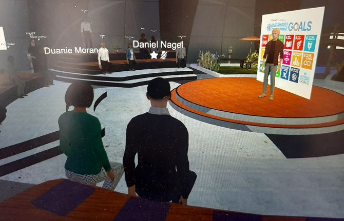 A virtual event held on the sidelines of the United Nations General Assembly used virtual reality and extended reality technology to connect the young delegates of YOUNGA—a youth forum initiative of the Office of the United Nations Secretary-General—with A virtual event held on the sidelines of the United Nations General Assembly used virtual reality and extended reality technology to connect the young delegates of YOUNGA—a youth forum initiative of the Office of the United Nations Secretary-General—with