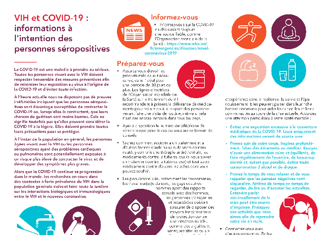 VIH et COVID-19 : Informations à l’intention des personnes séropositives