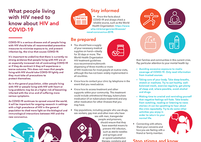 What people living with HIV need to know about HIV and COVID-19