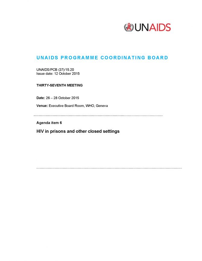 Agenda item 6  HIV in prisons and other closed settings