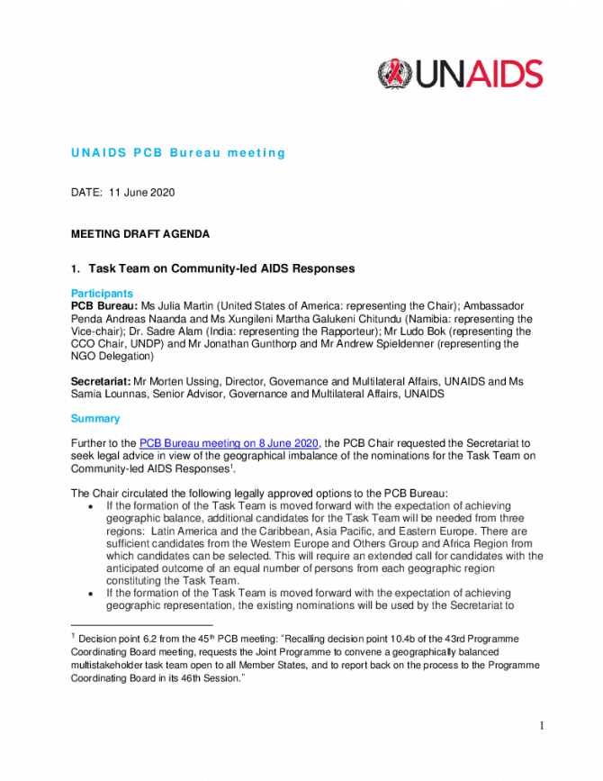 Unaids Programme Coordinating Board Unaids