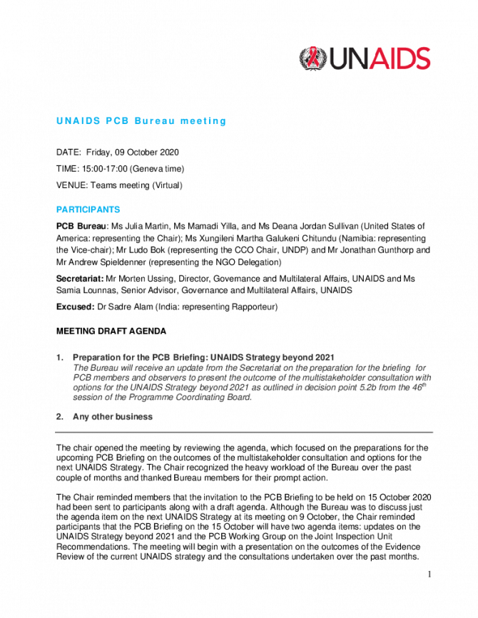 Unaids Programme Coordinating Board Unaids