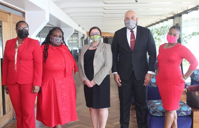 From left to right, Councillors Vanessa Phillips and Susan Senior, UNAIDS Country Director Manoela Manova, and Councillors Andrew Bellamy and Kari Douglas. Credit: Kingston and St Andrew Municipal Corporation From left to right, Councillors Vanessa Phillips and Susan Senior, UNAIDS Country Director Manoela Manova, and Councillors Andrew Bellamy and Kari Douglas. Credit: Kingston and St Andrew Municipal Corporation